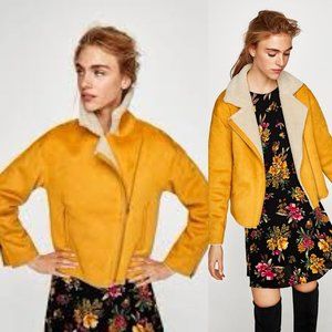 Zara Shearling Mustard Coat